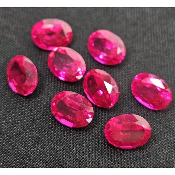 Lab-Grown Ruby Gemstones Lot Of 8, 1.5 ctw Each Loose High Quality Faceted Oval - Picture 2 of 9